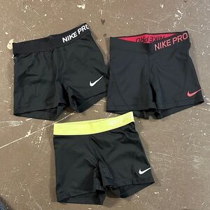 Nike Black Compression Shorts Trio with Neon Yellow and Pink Waistbands